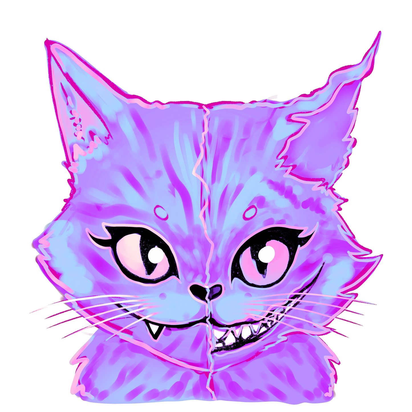 Purple Grinning Cat T-shirt