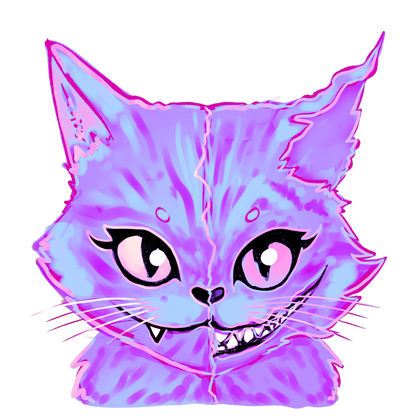 Purple Grinning Cat T-shirt