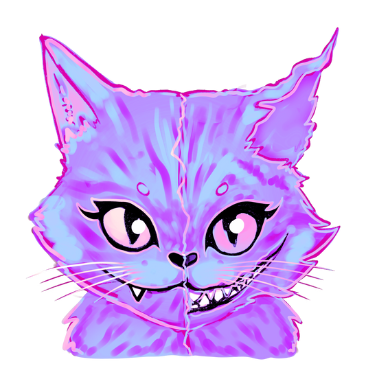 Purple Grinning Cat T-shirt