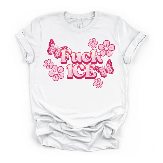 Anti-ICE pink butterflies t-shirt